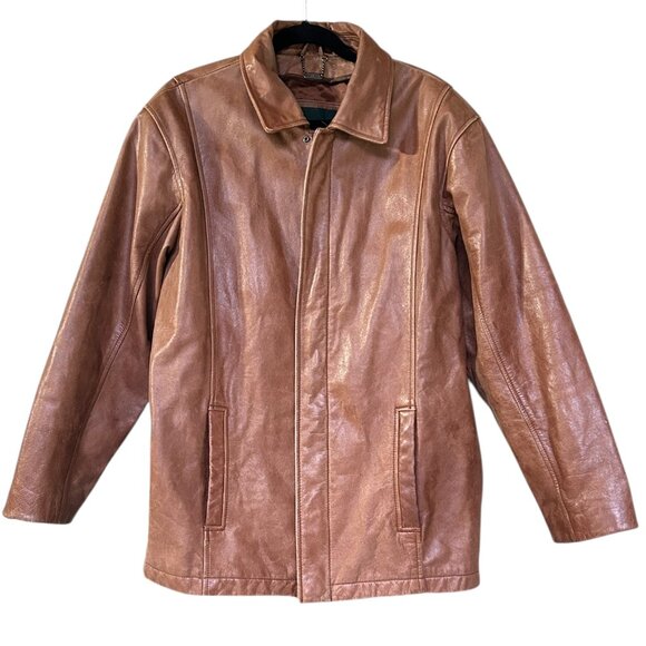 Vintage Danier Men’s Camel Brown Leather 3/4 Jacket Sz M Lined Western Cowboy - Picture 2 of 9